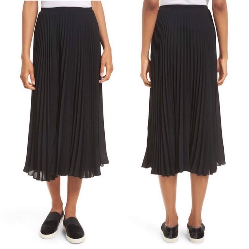 Vince Pleated Midi Skirt (Black) - Size 4
